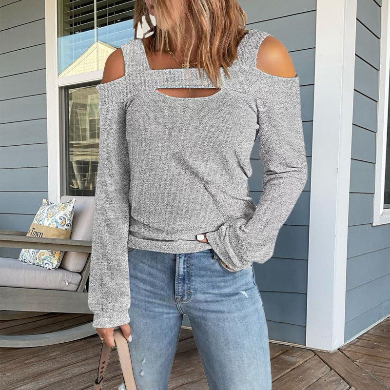 Cold Shoulder Solid Color Casual Tops