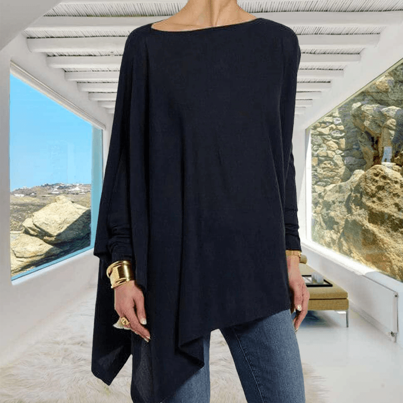 Women's Long-sleeved Solid Color Pullover T-shirt