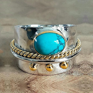 Sterling Silver Turquoise Wide Band Ring