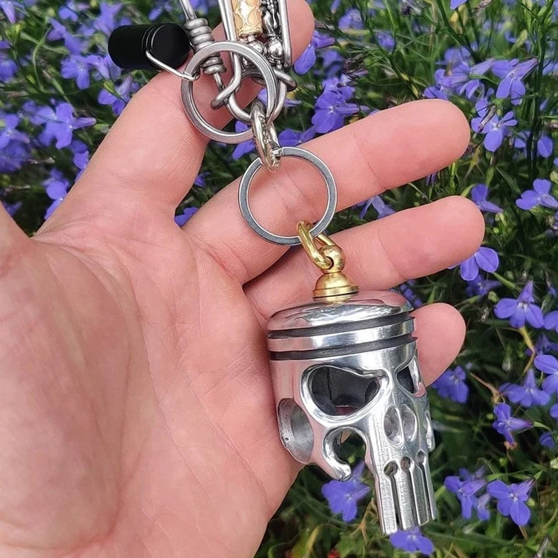 Piston Art Skull Keychain