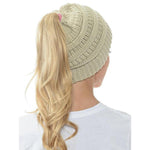 Fashion Soft Knit Ponytail Beanie