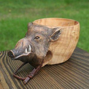 Hand Carved Wooden Mug