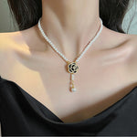 Elegant Pearl Camellia Necklace