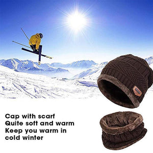 Warm Beanie Cap With Scarf