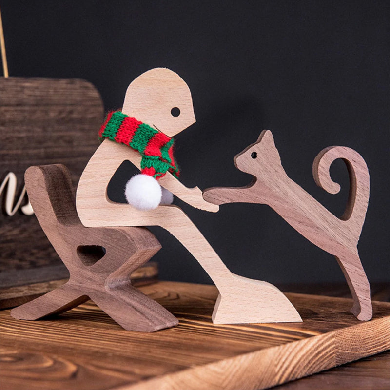 Pet Lover Wood Sculpture Table Ornaments