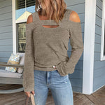 Cold Shoulder Solid Color Casual Tops