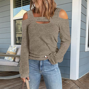 Cold Shoulder Solid Color Casual Tops