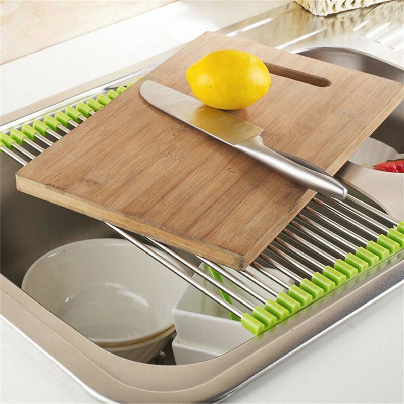 Stainless Steel Roll Up Dish Drying Rack, Foldable