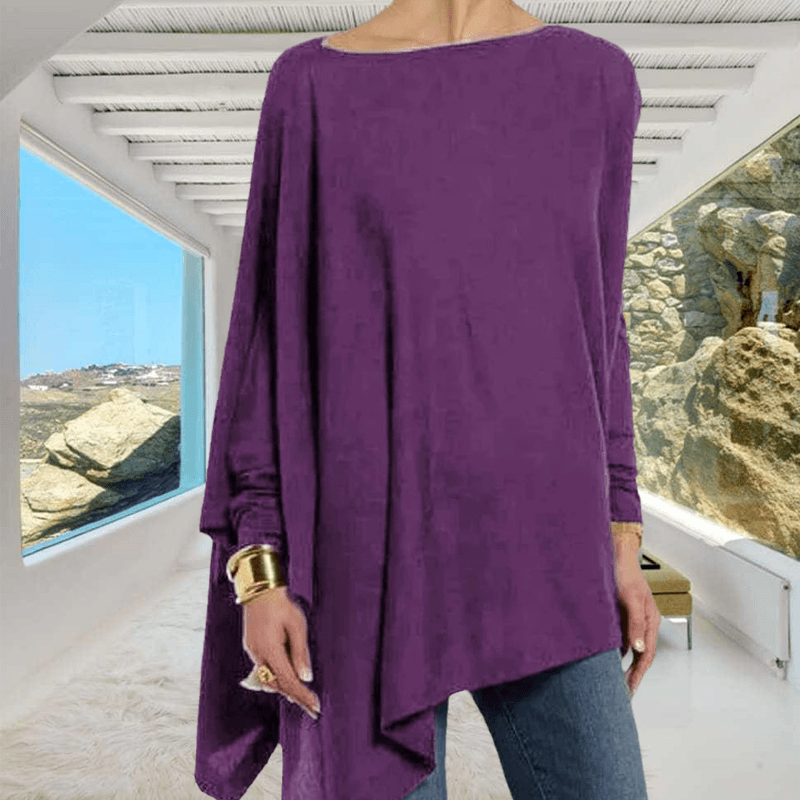 Women's Long-sleeved Solid Color Pullover T-shirt