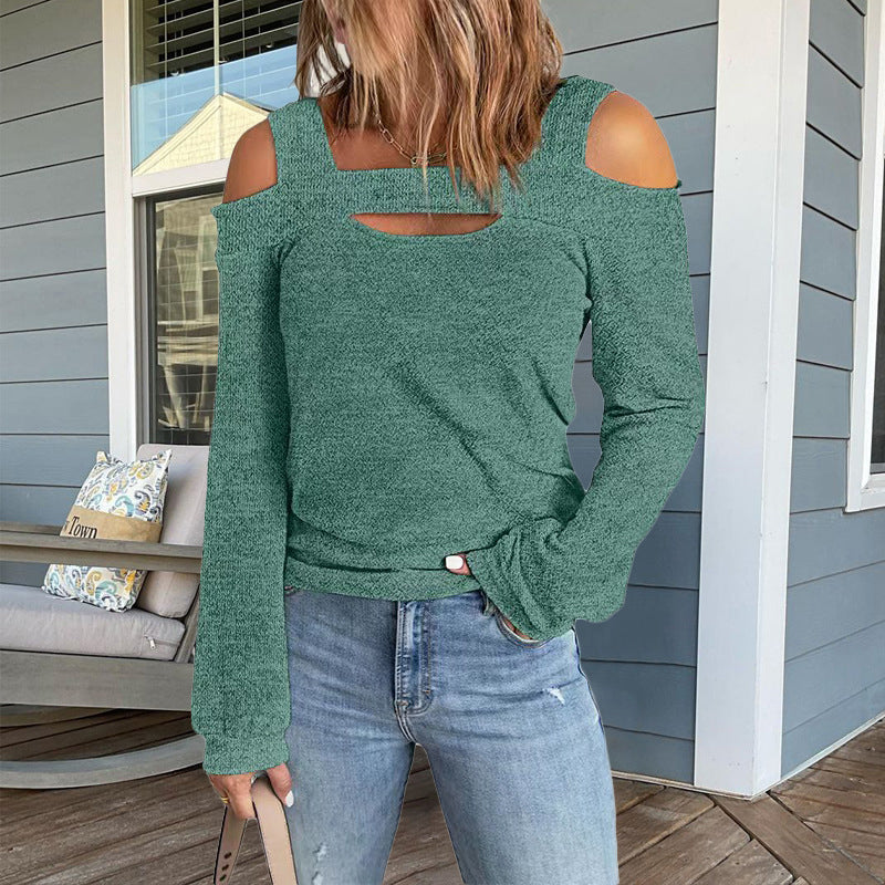 Cold Shoulder Solid Color Casual Tops