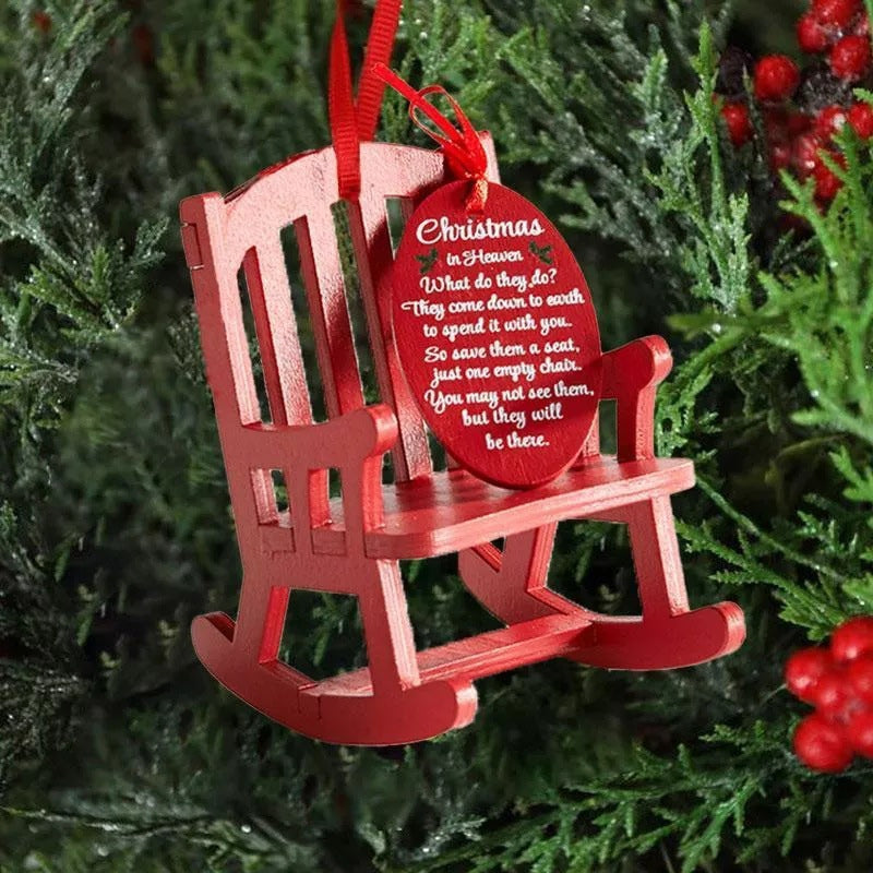 Christmas Wooden Craft Small Rocking Chair Ornament