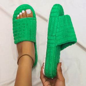 Women's Solid Color Platform Slippers