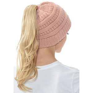 Fashion Soft Knit Ponytail Beanie