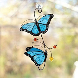 Stained Monarch Butterfly Glass Window Decor