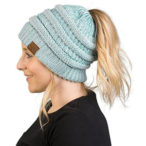 Fashion Soft Knit Ponytail Beanie