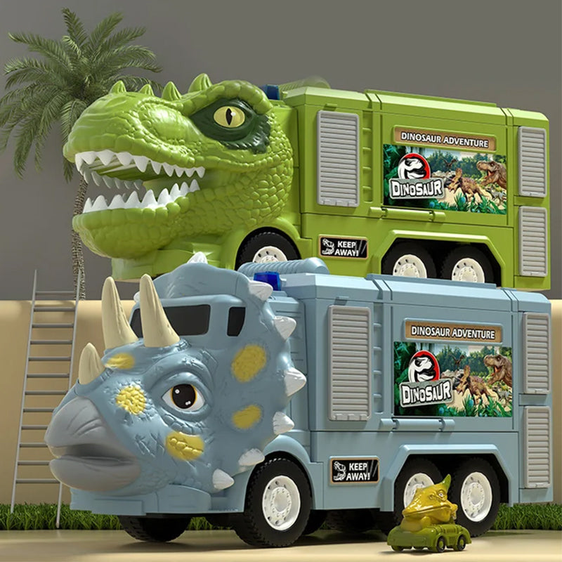 Dinosaur Transforming Engineering Truck Track Toy Set