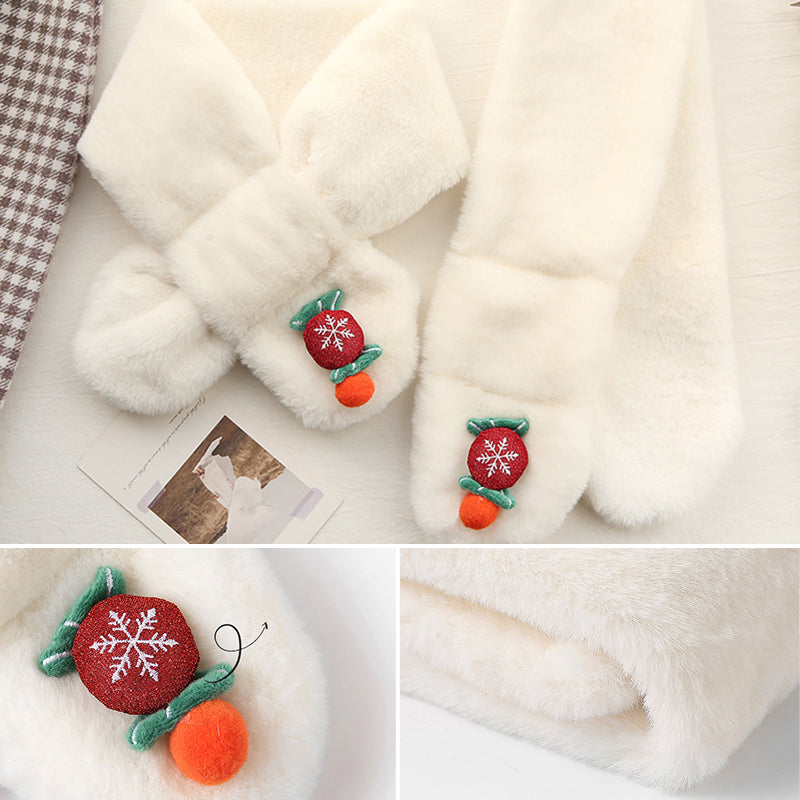 Winter Cute White Plush Scarf