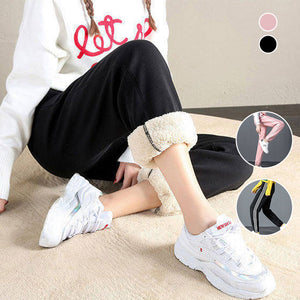 Women Warm Fleece Cotton Round Neck Solid Joggers Sweatpants