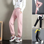 Women Warm Fleece Cotton Round Neck Solid Joggers Sweatpants