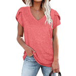 Solid V-Neck Short Sleeve T-Shirt