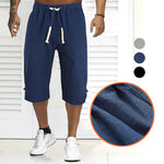 Summer Men's Solid Color Casual Linen Shorts