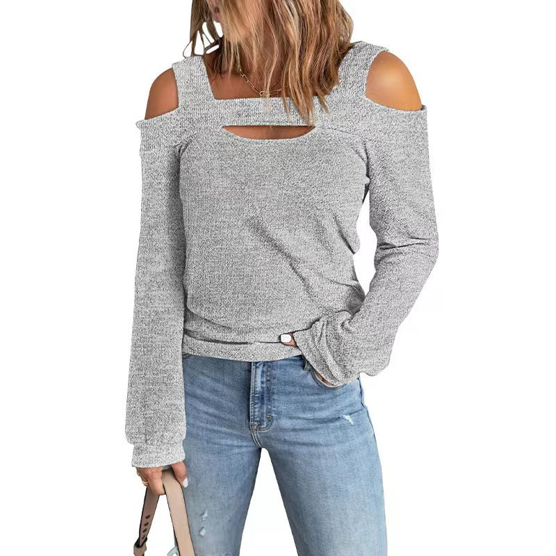 Cold Shoulder Solid Color Casual Tops