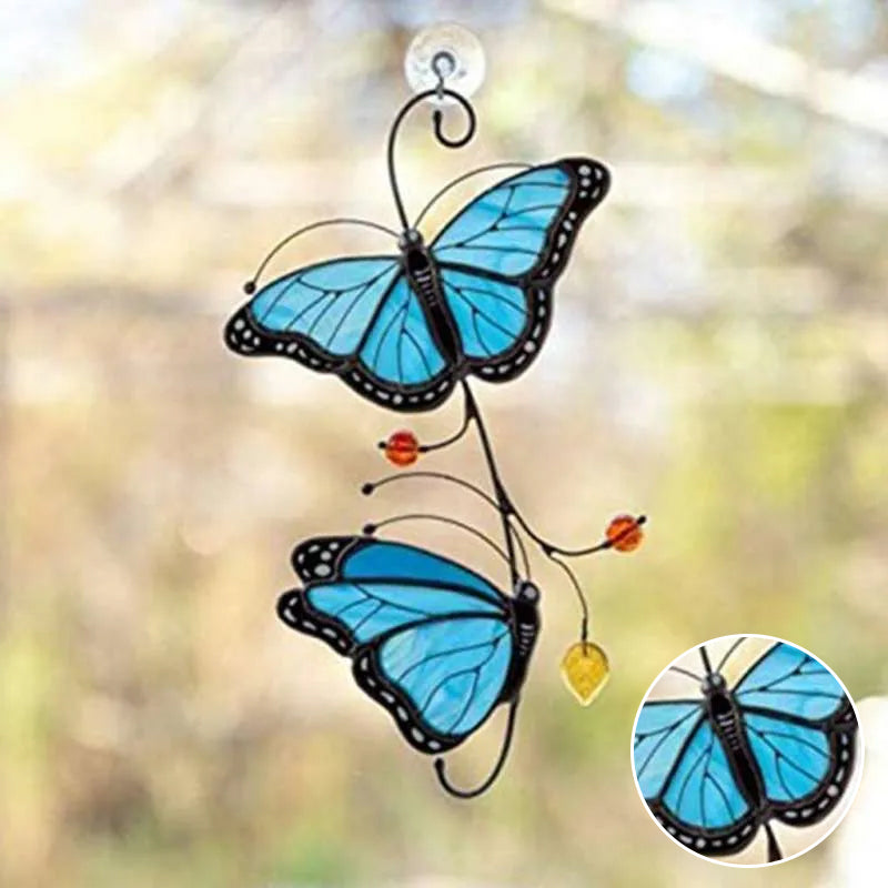 Stained Monarch Butterfly Glass Window Decor