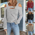 Cold Shoulder Solid Color Casual Tops