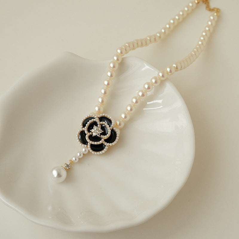 Elegant Pearl Camellia Necklace