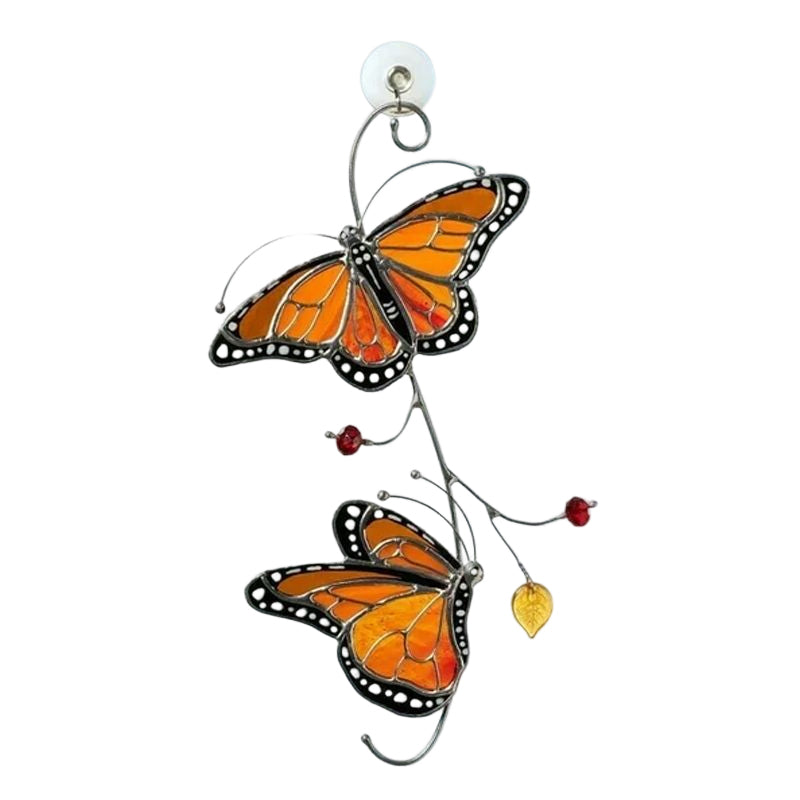 Stained Monarch Butterfly Glass Window Decor